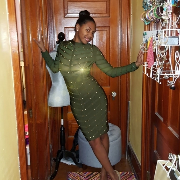 Nikoleta studded mesh bodycon dress - Picture 2 of 7